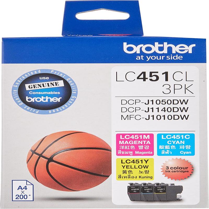Brother LC451CL3PK Ink Cartridge Compatible for MFC-J1010DW, 200 Pages, Cyan/Magenta/Yellow (Pack of 3)