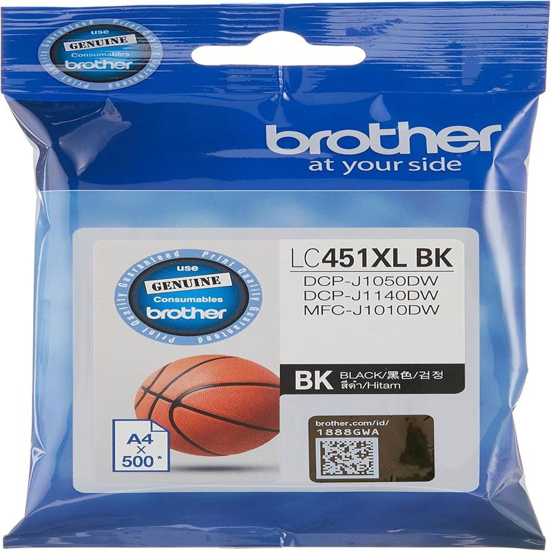 Brother LC451XLBK Ink Cartridge Compatible for DCP-J1050DW and MFC-J1010DW, 500 Pages, Black