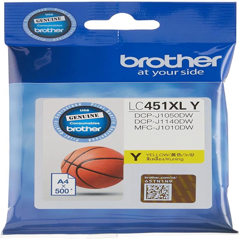 Brother LC451XLY Ink Cartridge Compatible for DCP-J1050DW and MFC-J1010DW, 500 Pages, Yellow