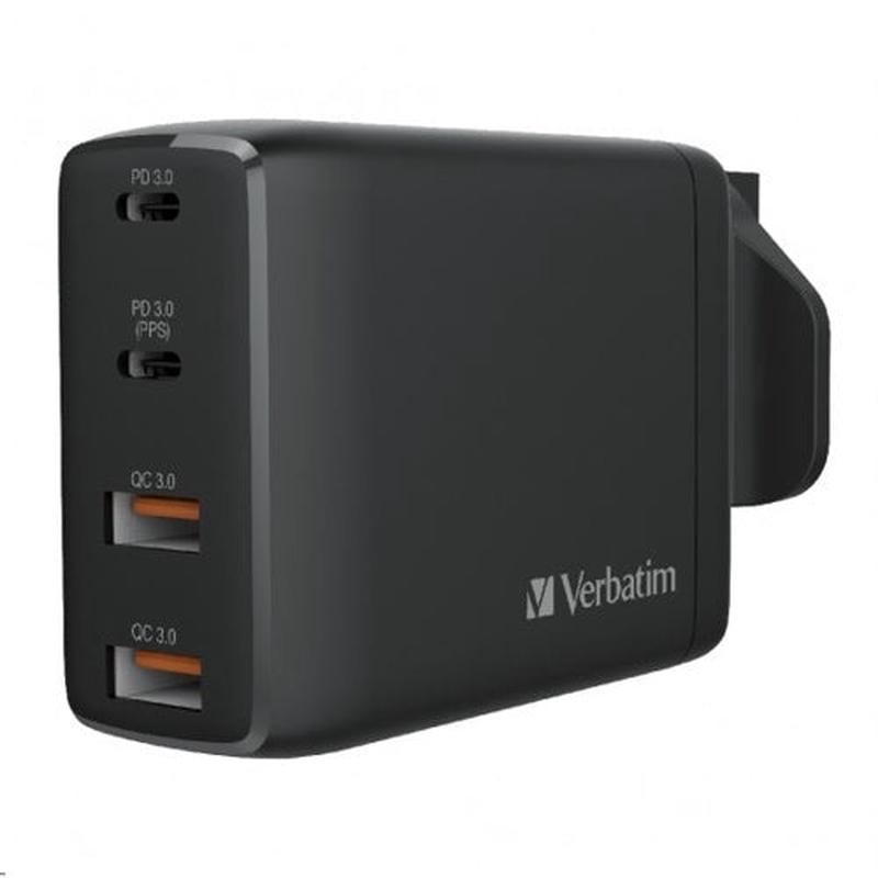 Verbatim 4 Port 100W GAN PD 3.0 X 2 and QC 3.0 X 2 USB Hub Charger ...
